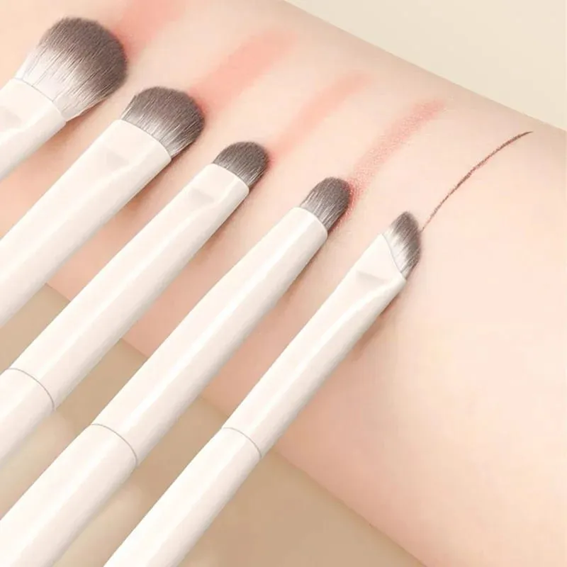 Conjunto de pincéis de maquiagem natural para olhos, 5/6/peças, detalhe, pincel de maquiagem, branco, ultra macio, sombra, delineador, ferramenta de maquiagem — image 3