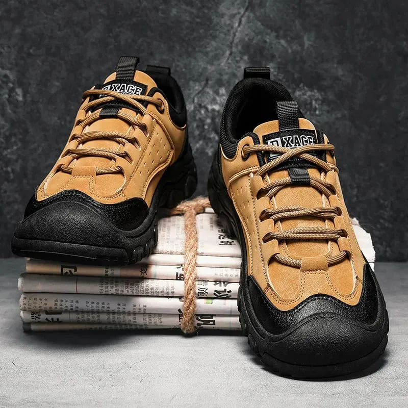 Men's Hiking Camping Shoe Waterproof Leather Upper Non Slip Hiking Boots Outdoor Durable Non Slip Sole Sports Shoes Large Size — image 1