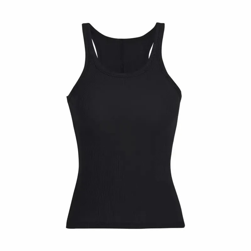 Dişli Örme Askılı Tank Top Slim Fit Dış Giyim İç Giyim U-şekilli Boyun Kadın Düz Renk Kadın Yaz Tank Top