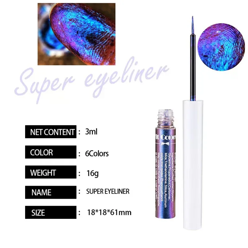 6 Farben Golden Chameleon Flüssig-Eyeliner-Set, wasserfest, langlebig, Diamant-Glitzer, metallischer Eyeliner, glänzende Make-up-Kosmetik — image 5