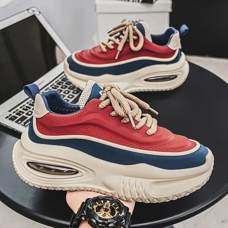 Spring Summer Men Sneakers Platform Casual Shoes Retro Chunky Dad Footwear Streetwear Lace Up Walking Male Running Shoes — image 1