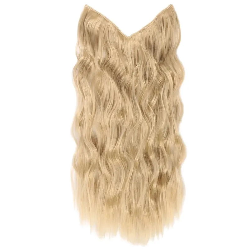 Black Halo Hair Extensions ที่มองไม่เห็นลวดปรับขนาด 22 นิ้วยาว Wavy Curly Hairpieces สำหรับผู้หญิงไม่มีคลิป — image 18