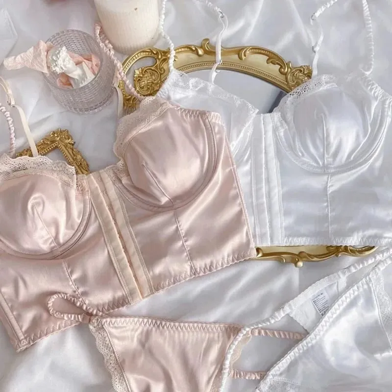 Intimo in raso con fibbia frontale a lisca di pesce, intimo estivo, lingerie sottile, bellezza, bralette, petto ampio, può essere indossato all'esterno — image 2