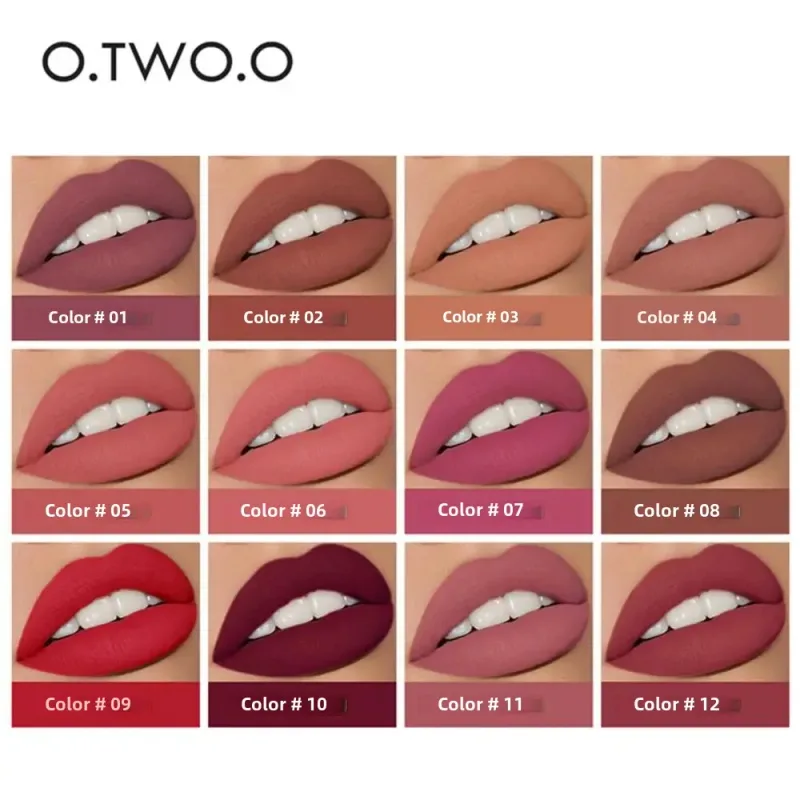 O.TWO.O 2 in 1 Matte Lippenstift Lipgloss Kosmetik Wasserdicht Pintalabios Batom Mate Lippen Make-up Rouge 12 Farben Lippenstift — image 6