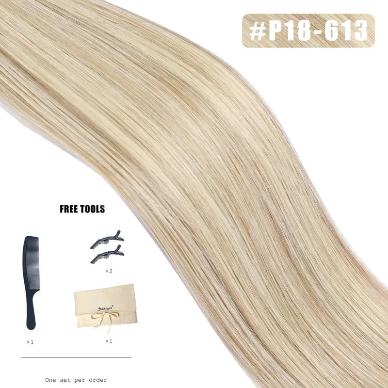 Genius Weft Human Hair Extensions 100G Double Drawn Blonde Bundles Invisible Straight Virgin Hair Weft Full End Top Quality