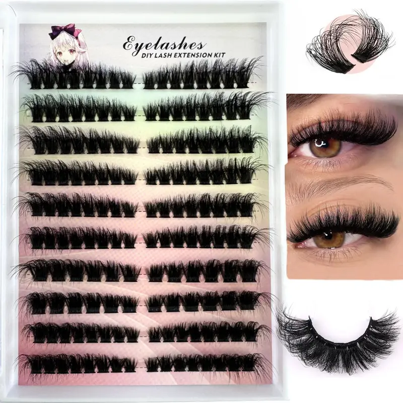 Wimpernverlängerung für linke und rechte Augen, Katzen-/Fuchsaugen-Effekt, einzelne Cluster, 3D-Wimpern, natürlich aussehende, segmentierte Wimpernverlängerungen zum Selbermachen — image 2