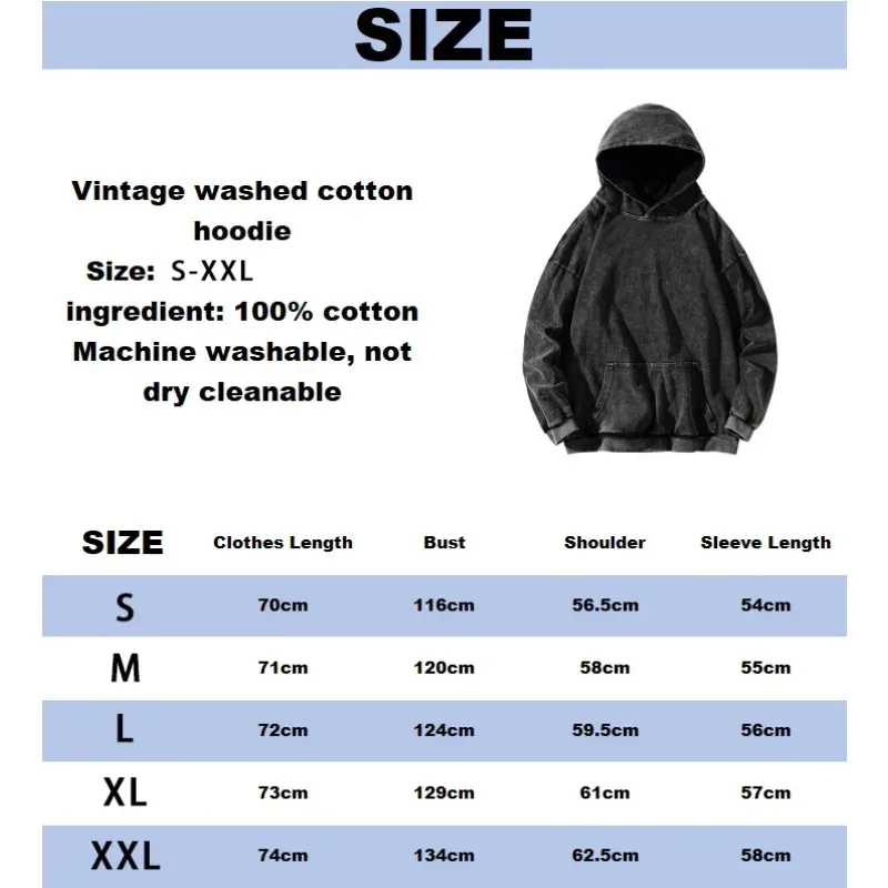 Support Custom Anime Berserk Graphic Hoodies Vintage Washed Oversized Hooded Cool Long Sleeves Cotton Hoodie Men Women Clothes — image 7