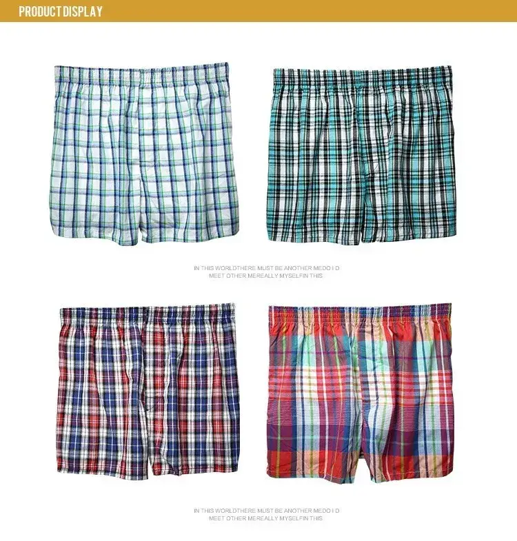 8PCS size M-9XL men's plus size boxer shorts men's square shorts men's casual summer beach underwear men's checkered underwear — image 4