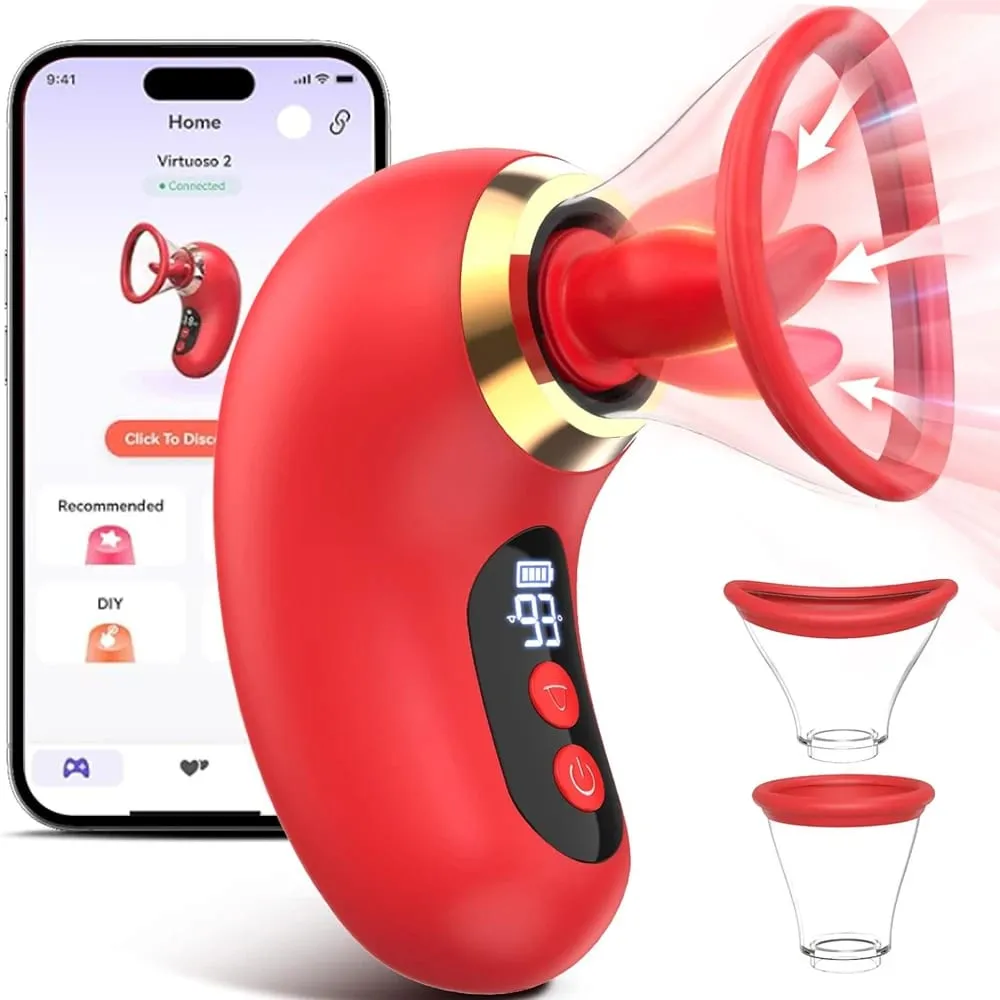 Controllo app Ventosa Leccata di lingua Vibratore Capezzoli Stimolatore del clitoride Masturbatore Orgasmo femminile Vagina Giocattolo del sesso per le donne — image 1