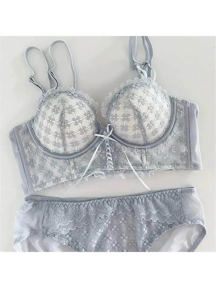 Bra Tekan Ke Atas Renda Tanpa Padding Seluar Dalam Ramping Tanpa Wayar Bralet Seksi Musim Panas Lancar untuk Sokongan Bahagian Angkat Dada Kecil Anti Kendur — image 2