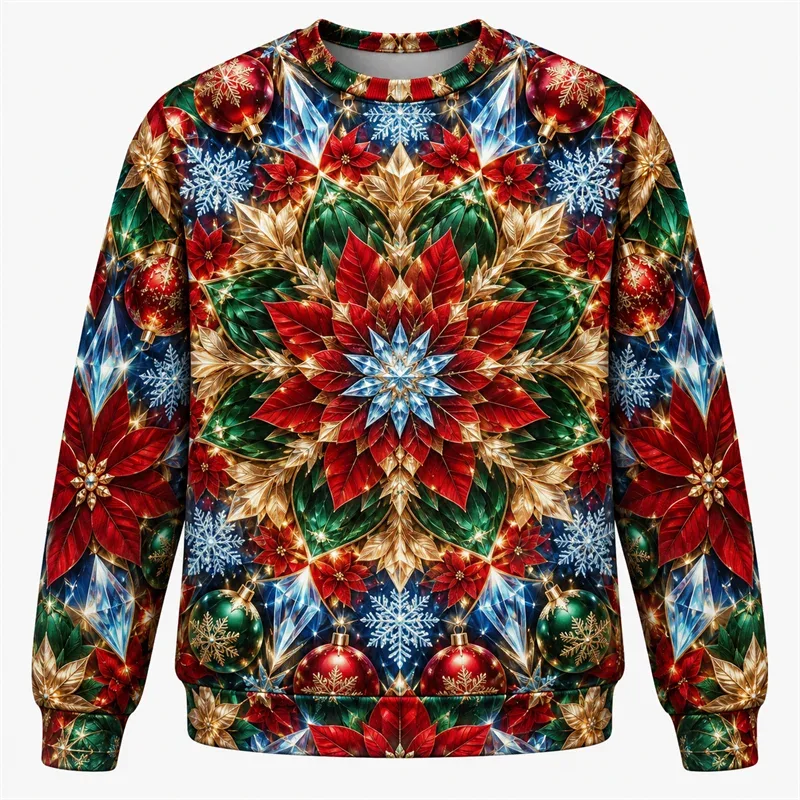 Christmas Fantasy Sweatshirt Train Castle Carousel Angel Polar Bear Crewneck Xmas Pullover Holiday Party Streetwear Gift Top — image 4