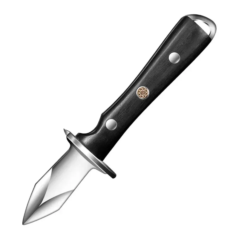 Coltello per ostriche in acciaio inossidabile in legno di colore nero Accessori per utensili da cucina Gadget apriscatole addensati di lusso leggeri