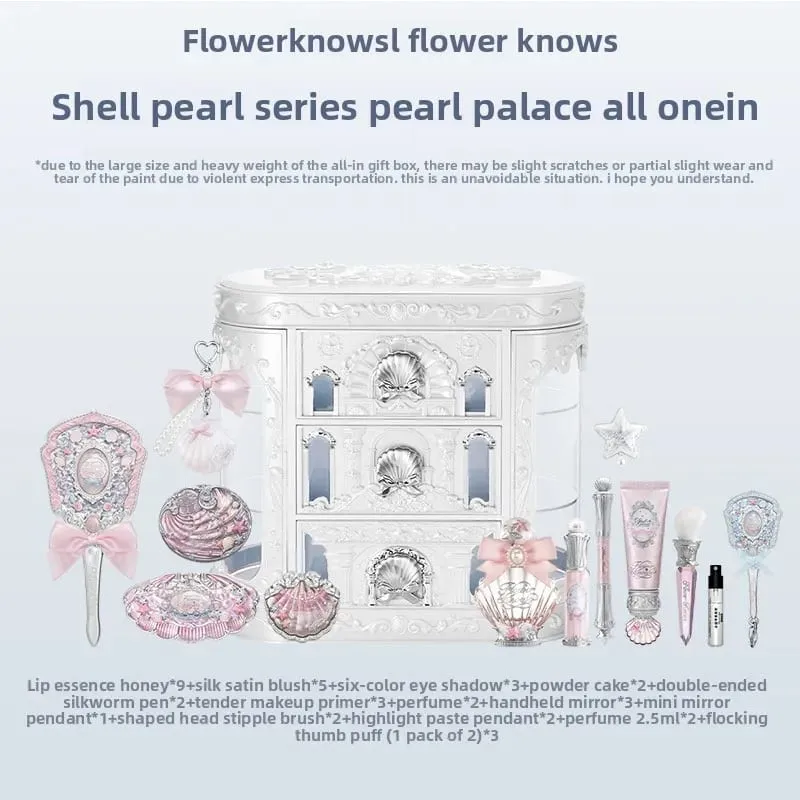 Flowerknows Shell's Jewel Collection All In One Makeup Kit ชุดแต่งหน้าสำหรับผู้หญิง ชุดเต็มอายแชโดว์ Lip Tint Blusher กล่องน้ำหอม — image 5