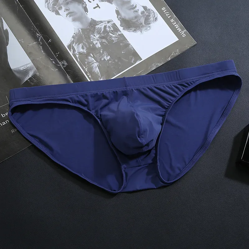 Seamless Ice Silk Briefs Men Big U Pouch Sexy Ice Silk Bikini Underwear Plus Size Low Rise Solid Color Male Panties — image 14