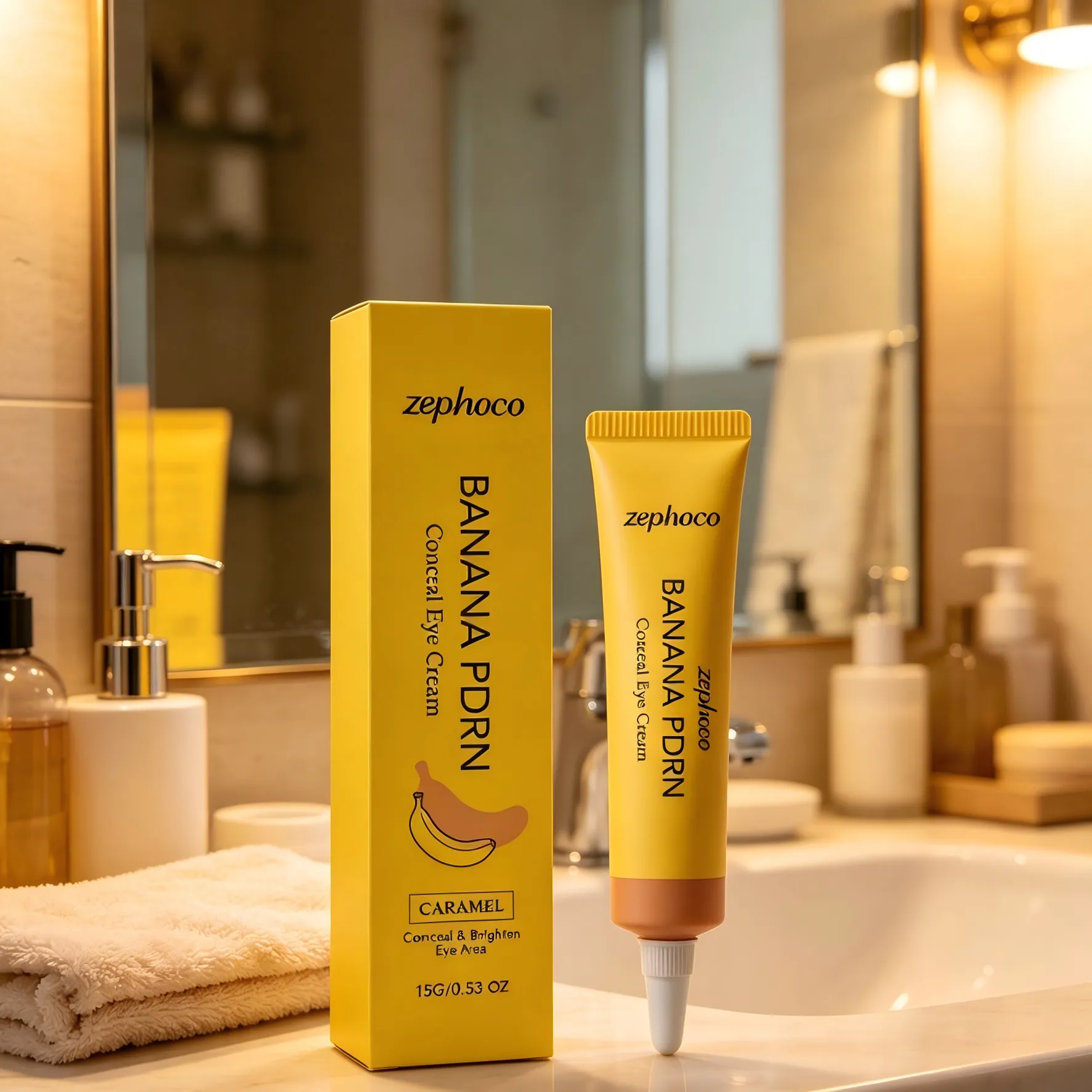 Zephoco Dark Circles Concealer Banana Pdrn deckt Hautunreinheiten ab, Augenaufheller, leichter, nicht klebender Concealer unter den Augen, Feuchtigkeitscreme — image 3