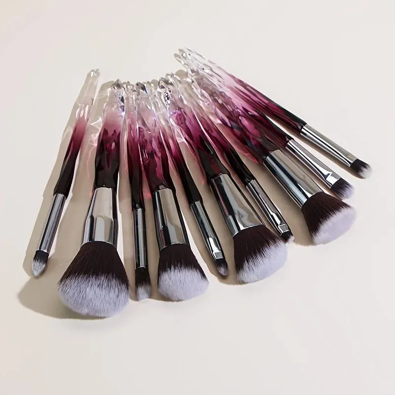 คริสตัลสีม่วง Handle ชุดแปรงแต่งหน้าผมสังเคราะห์นุ่ม Foundation Blush Eye Shadow แปรงเครื่องสำอาง Kit — image 2