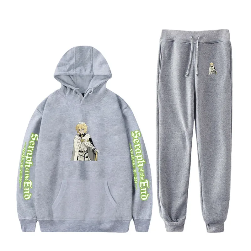 Harajuku Comfortable Seraph of the End Print Sweatshirt Sweatpants Suit Hoodies+ Trousers Suit Boys/Girls 2 Piece Set Clothes — image 16