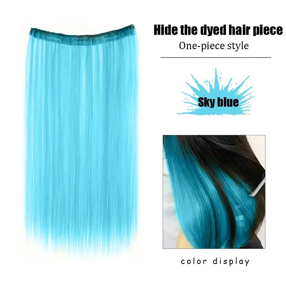 Extension de cheveux synthétiques colorés longs et lisses à 4 clips invisibles de 22 pouces, faciles à porter, adaptés aux vêtements quotidiens ou de vacances des femmes. — image 9
