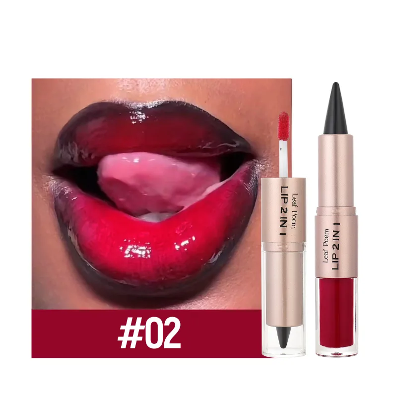 Black Brown Tapered Lip Liner Contour Pencil Double Head Mirror Plumping Lip Glaze Crystal Lip Gloss Sexy Red Lips Tint Makeup — image 13
