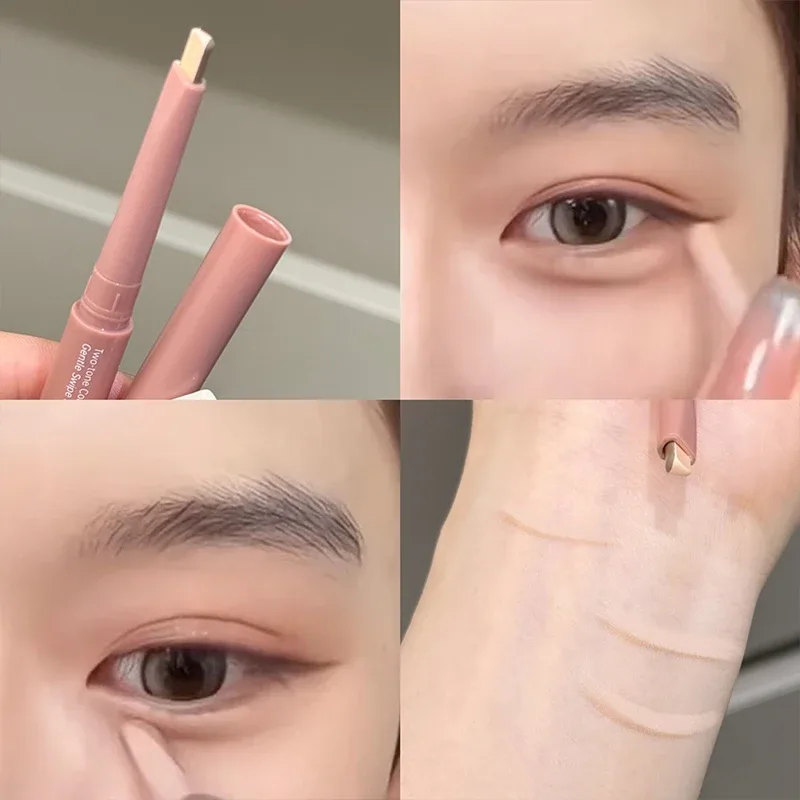 ART VALUE Two-ToneวางโกหกSilkwormปากกาUnder Eye Liner Brighten Shadowดินสอแต่งหน้าNudeสีชมพูBeigeอายไลเนอร์Contouring