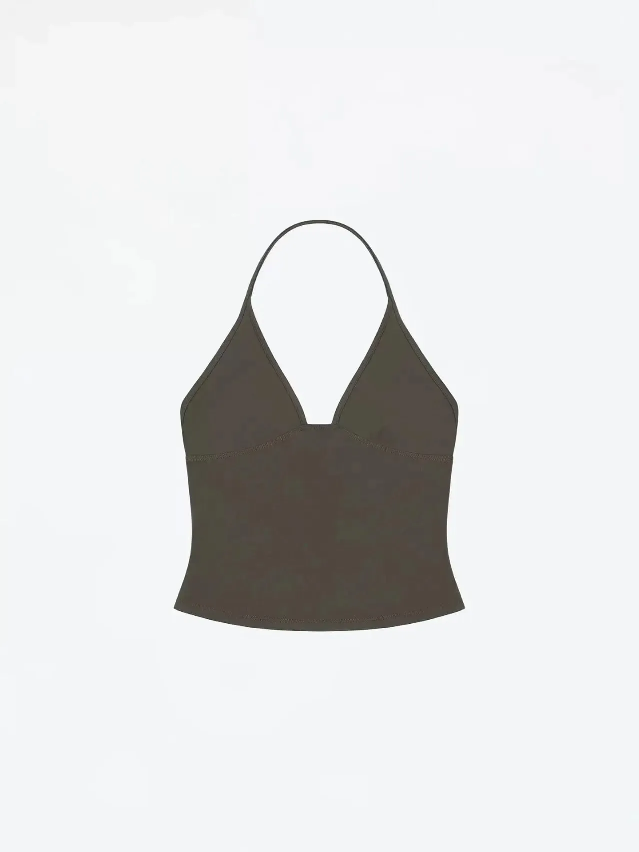 Rompi Tangki Halter V Dalam Warna Polos Atasan Tanpa Lengan Dasar Kamisol Coklat Tanah — image 6