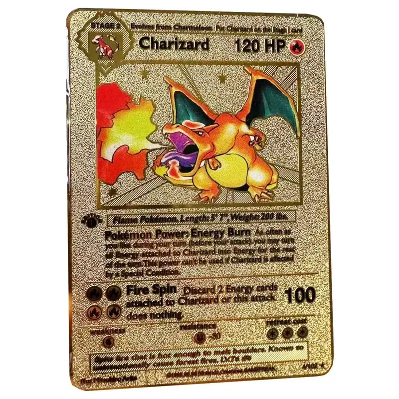 2025 NEU Pokemon Metallkarte 10000 Punkte Arceus Glurak Superkarte Golden English Mewtwo Vmax GX EX Anime Collection Cards Gif — image 11