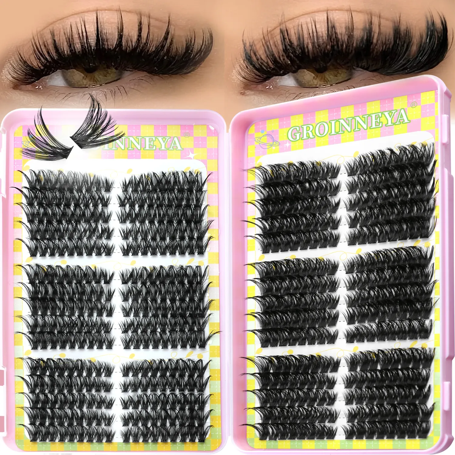 Cluster di ciglia 540 pz 60D + 100D Estensioni delle ciglia 2 stili Misti Lash Book Fluffy Cat Eye Ciglia Ciglia finte Trucco — image 2