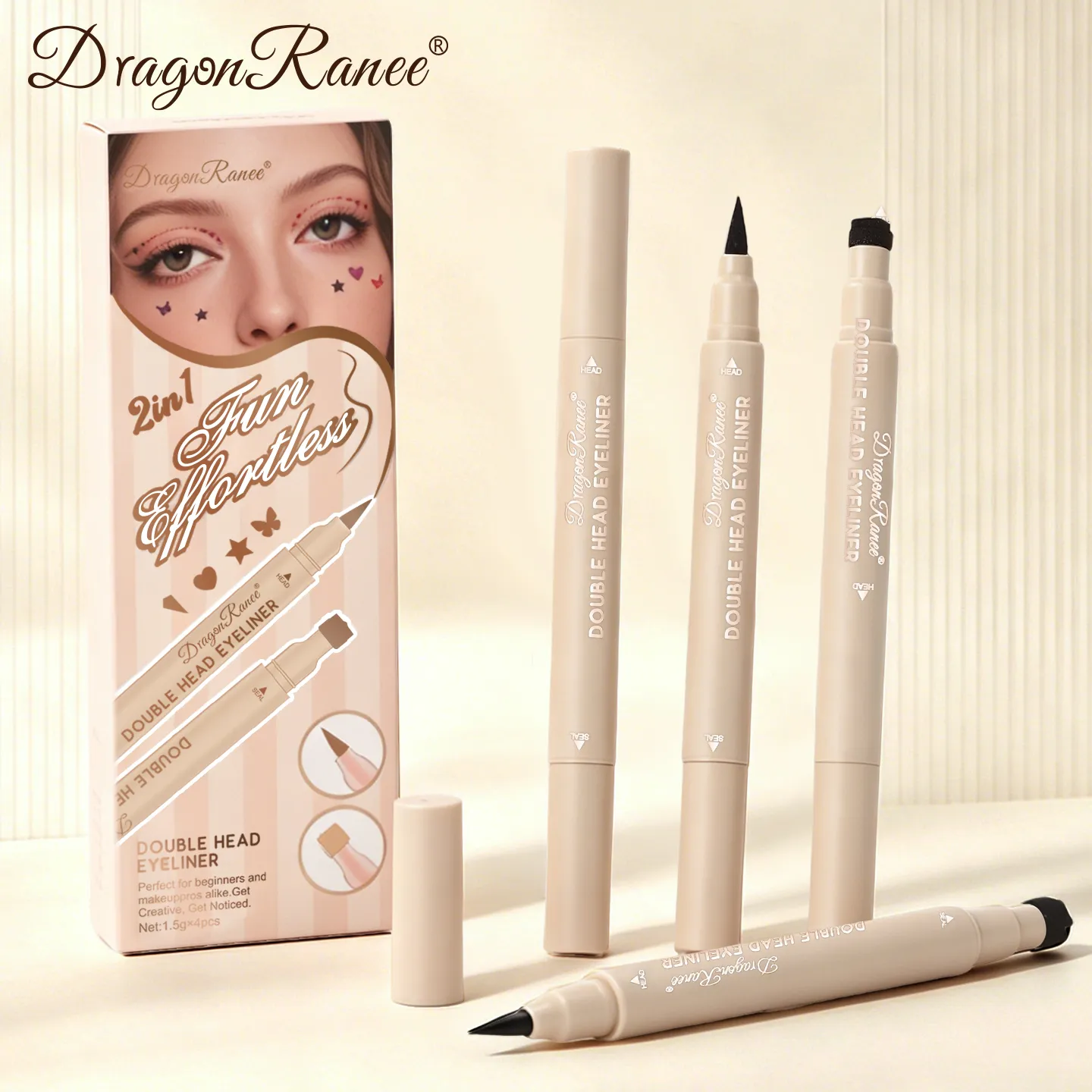 Eyeliner à Double extrémité 2 en 1, séchage rapide, imperméable et résistant à la sueur, pas facile à tacher, maquillage coloré pour les yeux