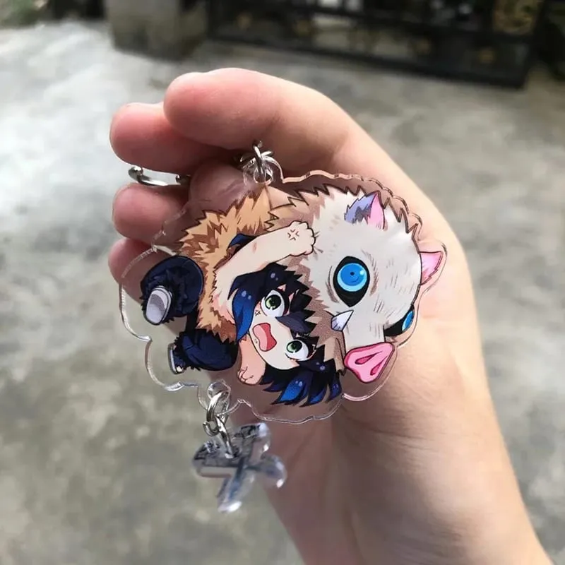 Pembunuh Setan Panas Tanjiro Kamado Rantai Kunci Akrilik Peranti Anime Kartun Comel Barang Kemas Fesyen Beg galas Loket Hadiah Krismas — image 3