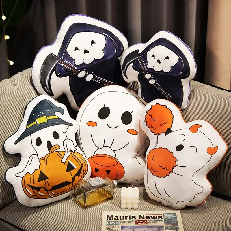Oreiller doux amusant, fantôme de citrouille, elfes mignons, squelette de mort, chat foncé, décoration de maison Halloween, coussin de canapé, jouets de sieste, 30CM — image 2