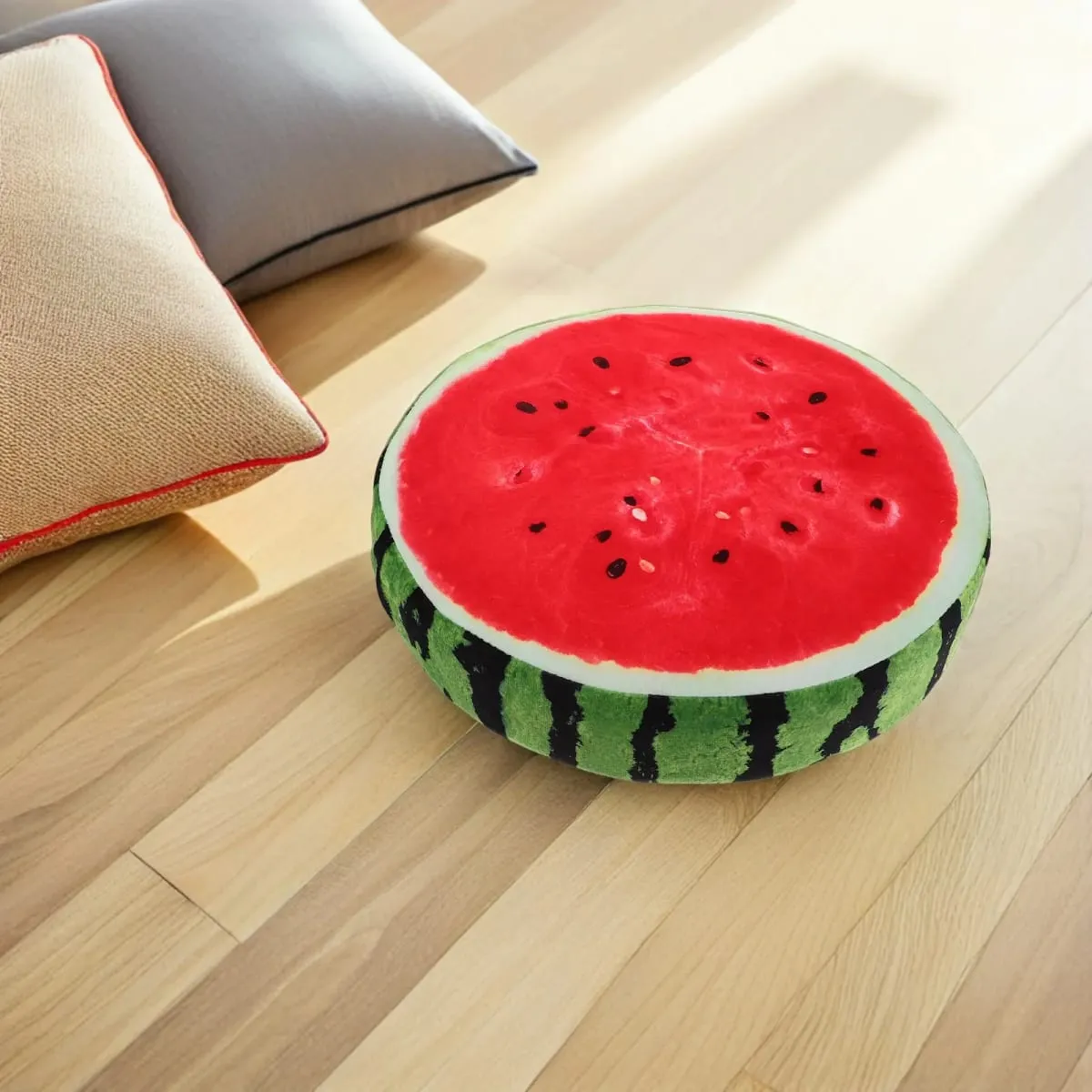 Görögdinnye formájú párna 3D valósághű design puha, kényelmes dekoratív dobópárna nappaliba, hálószoba kanapé ülőgarnitúra — image 4