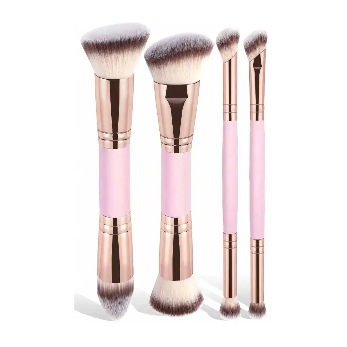 Juego de brochas de maquillaje básicas con caja, 4 Uds., base de doble punta, detalles de colorete en polvo, brochas para sombra de ojos, viajes para principiantes — image 1
