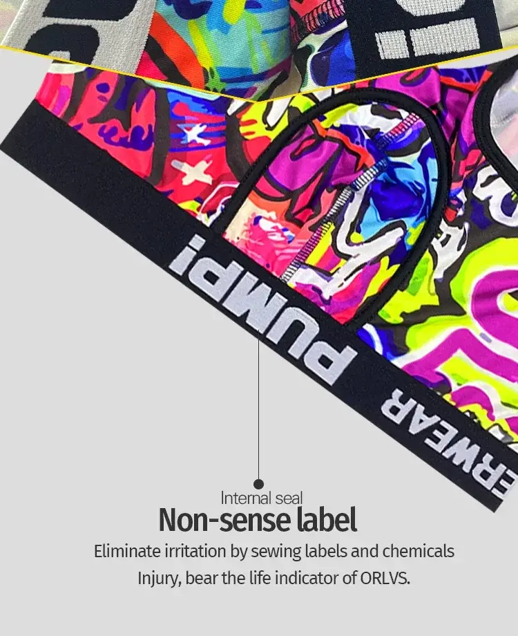 1- 4PCS Seluar Boxer Campuran Nilon Kapas Lelaki Seluruh Cetak Graffiti Pinggang Bergetah Lebar Seluar Dalam Fesyen Tidak Ketat — image 12