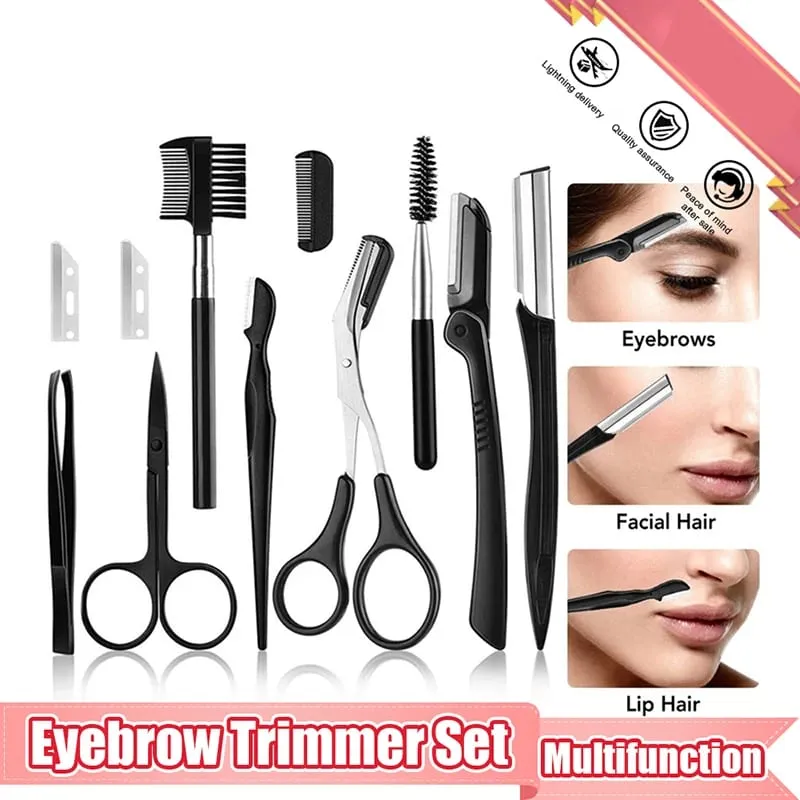 2023 Nuovo Trimmer Sopracciglia Set Forbici Pinzette Rasoio per sopracciglia Raschiando Pettine per sopracciglia Rasoio Clip per sopracciglia Set di strumenti per il trucco — image 1