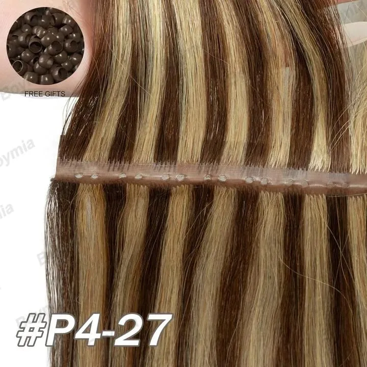 ผีเสื้อ Weft ต่อผมมนุษย์ผมที่มองไม่เห็นแบน PU พร้อม TWIN แท็บ Weft 12-24 นิ้ว microlink การประยุกต์ใช้ 40-50g — image 14