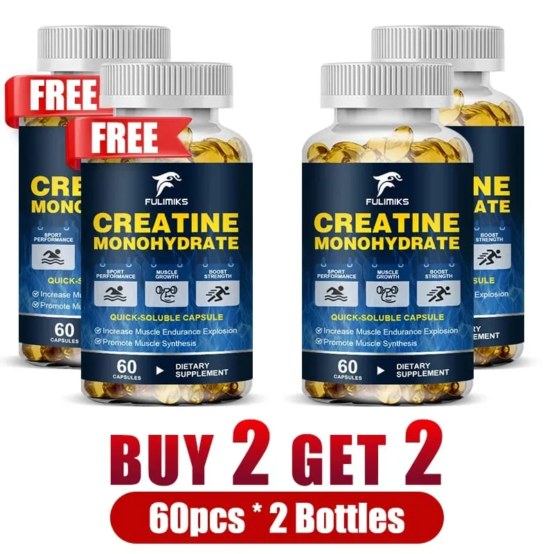 Buy 2 Get 2 Free! Premium Creatine Monohydrate Capsules Support Muscle Growth Strength Gains & Exercise Performance Men — image 11