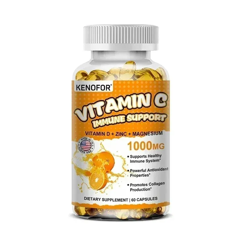 Cápsulas de vitamina C, antioxidante, suporte ao sistema imunológico, produção de energia celular, brilho da pele e síntese de colágeno — image 8
