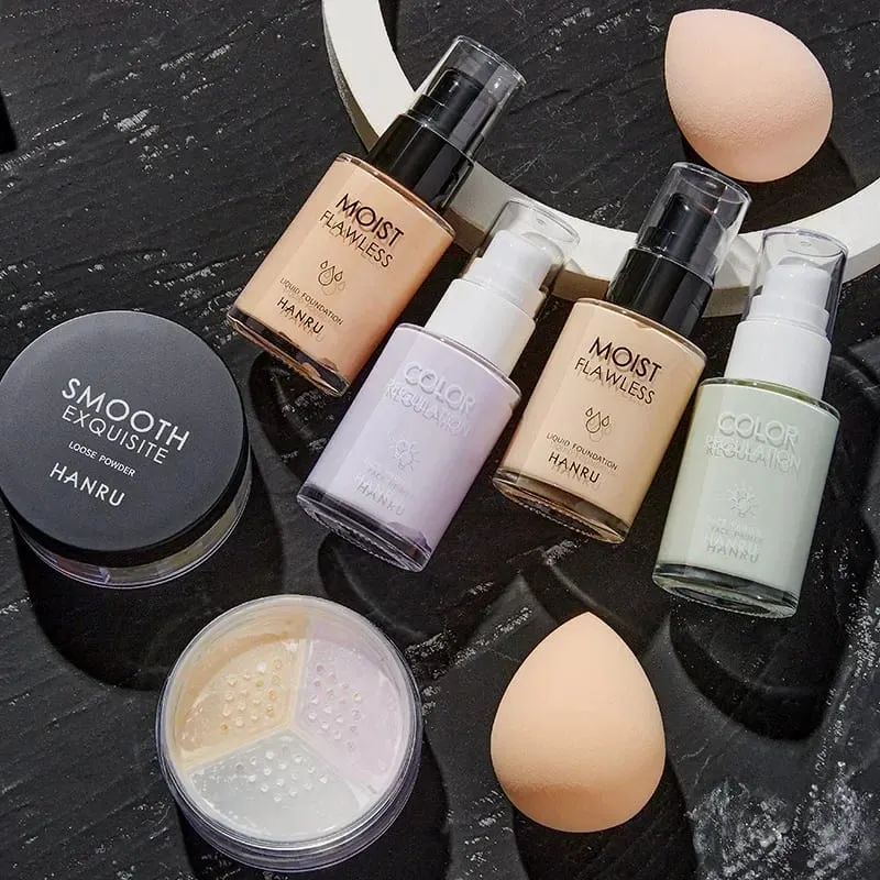 4 stuks make-upset initiële schoonheid huidmake-up primer hydraterende oliecontrole 3-in-1 setting poeder cosmetica groothandel kerst
