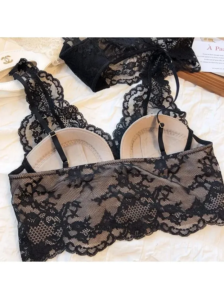 Lace Bralette Set - Wireless Anti Sagging Bra Adjustable Breathable Lingerie No Underwire Comfort Thin Sexy Everyday Wear — image 3