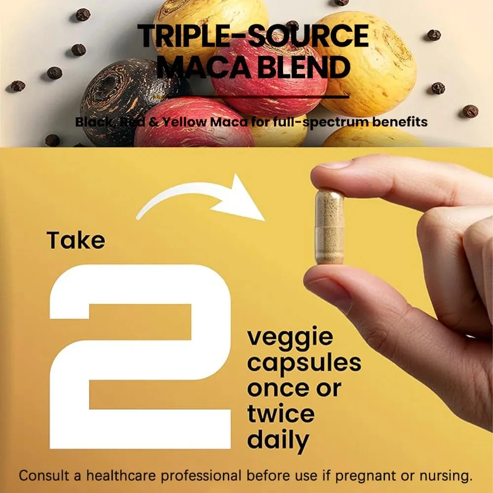 Radice di Maca Biologica Nera Rossa e Gialla da 1500 mg - 60 Capsule - Integratore per uomini in capsule di radice di maca nera - Senza glutine non OGM — image 6