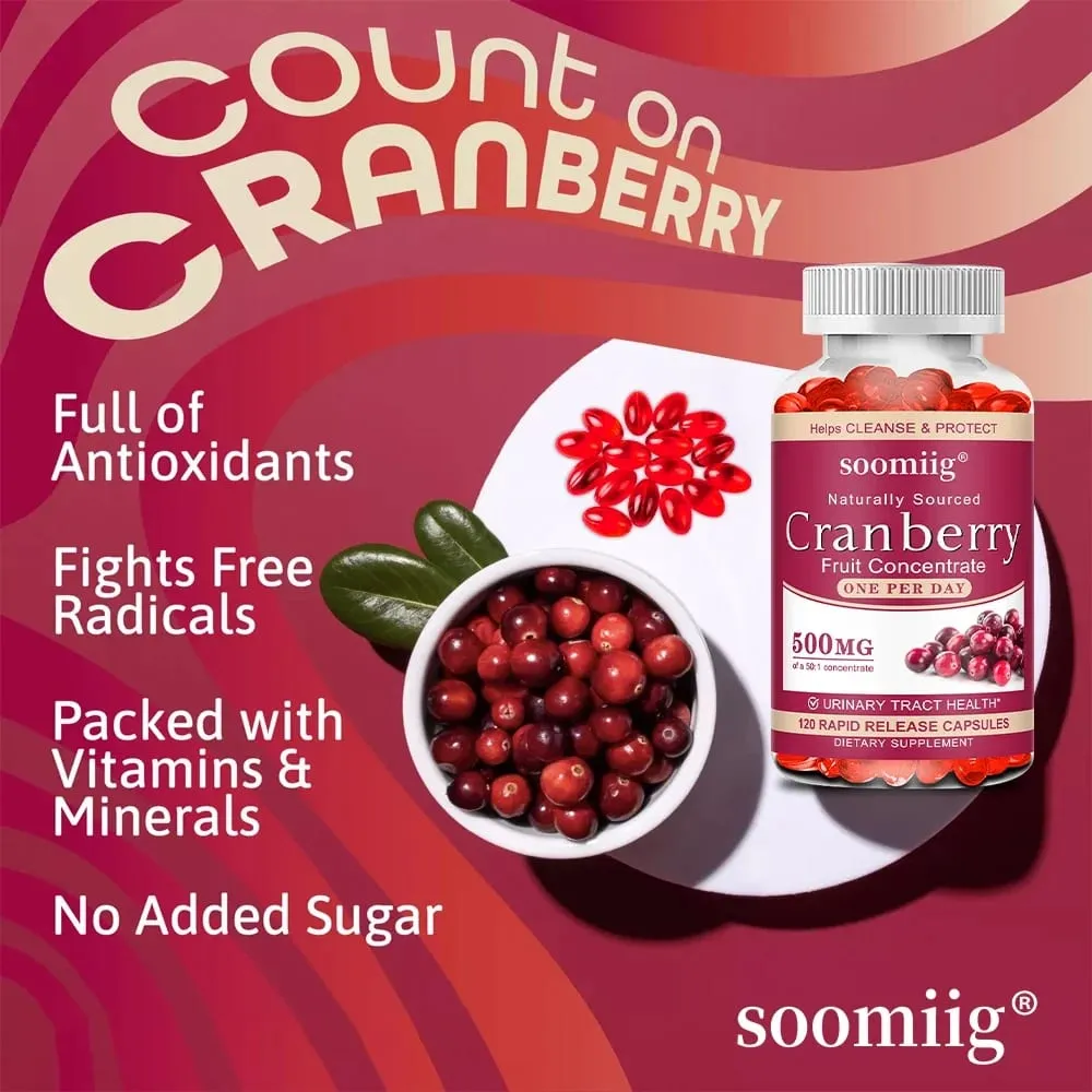 Kapsul Cranberi Organik - Kaya dengan Vitamin C Menyokong Saluran Kencing dan Kesihatan Pundi Kencing Menggalakkan Detoksifikasi Pembersihan — image 3