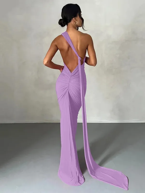 Hugcitar Nastavitelné poutko na šátek na jednom rameni Ruched Sexy Maxi Šaty Dámské Elegantní Y2K Streetwear Festival Outfit — image 19
