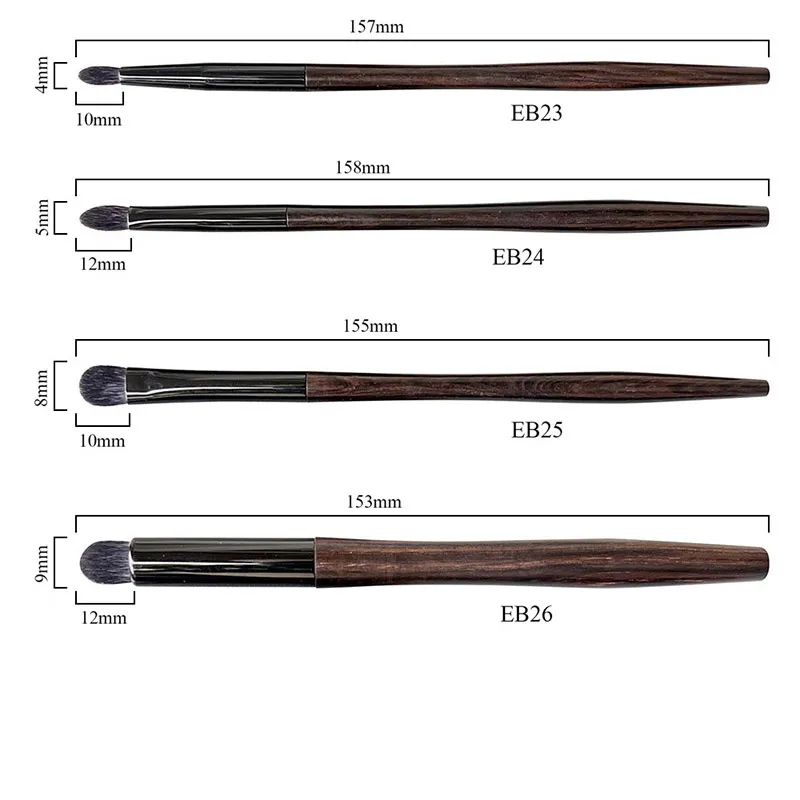 นุ่ม Saikoho ผมแพะ 9 ชิ้นอายแชโดว์ผสมแปรง Ebony Handle Make Up ชุดแปรง Professional Handmade แปรงแต่งหน้าชุด — image 6