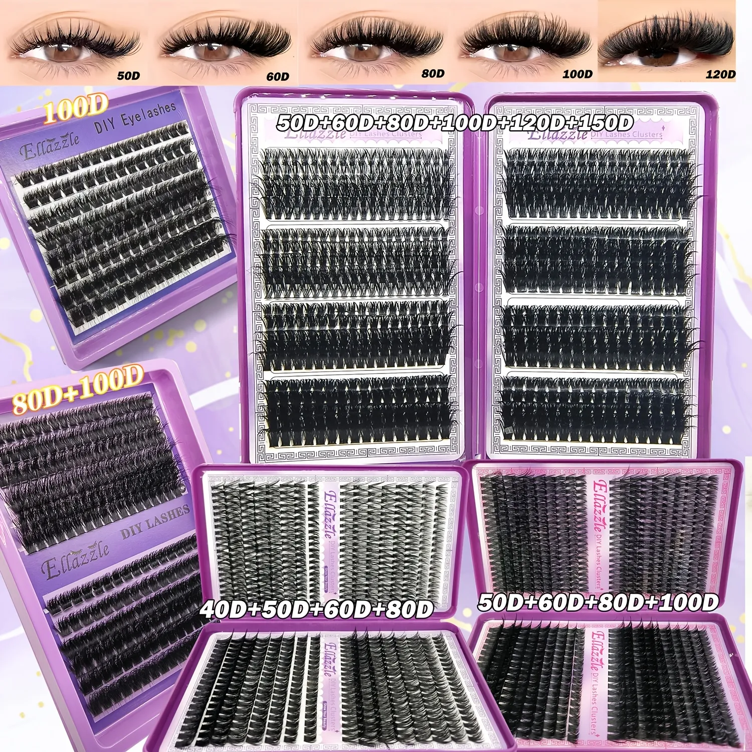 40D-150D Lashes Cluster DIY Lash Extension Mixed Tray Clusters Eyelashes Fluffy Volume Indibidwal Lashes Cat Eye Lash Extension — image 1