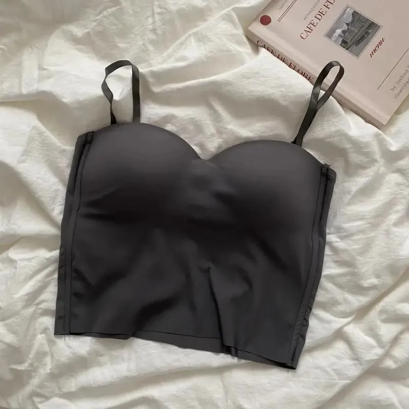Heiße Mädchen Dünne Abschnitt Doppel Straps Einfarbig Hosenträger Innen Sport Weste Sexy Oberbekleidung Boden Schlanke Frauen Crop Tops bh — image 12