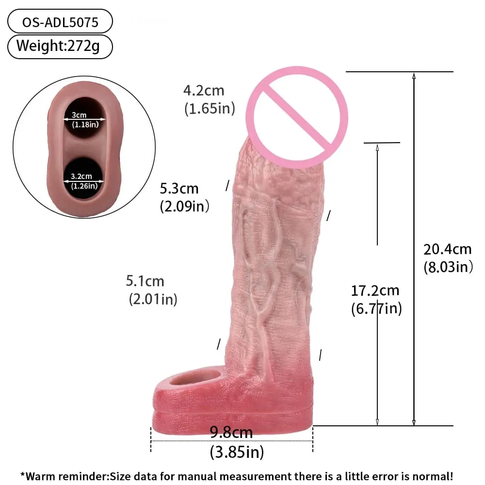 Reusable Penis Sleeve with Realistic Closed Head And Cock Ring Dick Enlargement Comdom Delay Ejaculation Sex Toys for Men — image 2