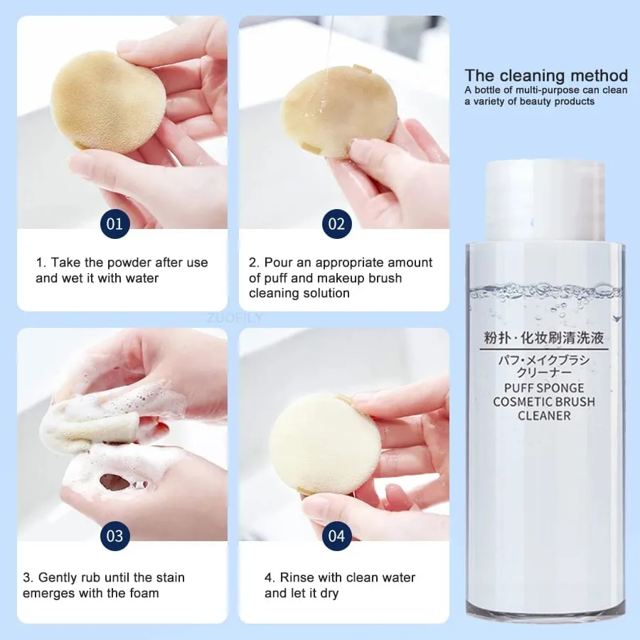 50/80/100ml 메이크업 브러쉬 스폰지 청소 액체 메이크업 계란 스폰지 에어 쿠션 퍼프 메이크업 도구 가벼운 투명 젤 클리너 — image 5