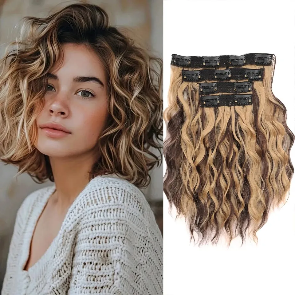 Estensioni dei capelli con clip a rotolo corto in quattro pezzi da 12 pollici, adatte per le riunioni quotidiane delle donne, Gestivals e celebrazioni — image 16