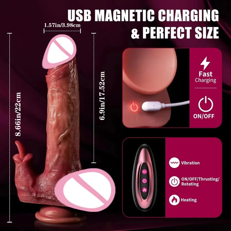 Sexy Thrusting Dildo Vibrátor Dálkové ovládání Olizování jazyka Klitoris Penis Sexuální hračky Vagina Pro ženy Masturbace Dospělé