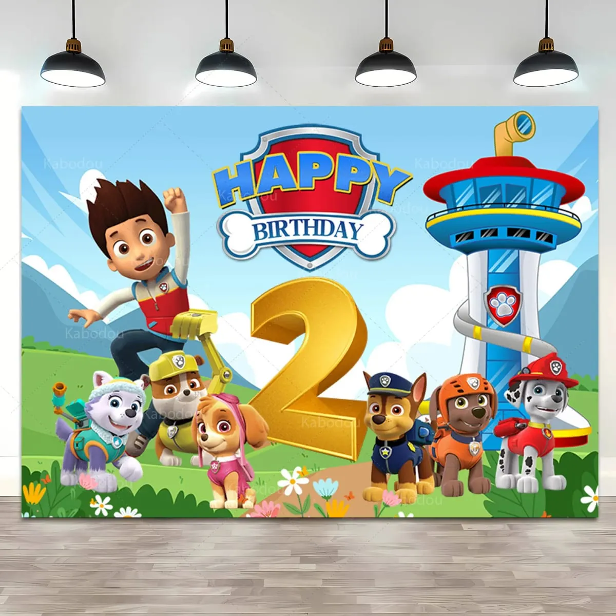 Benutzerdefinierte Kinder Name Alter Paw Patrol Hintergrund Junge 1. 2. 3. Geburtstag Party Hintergrund Dekor Welpen Banner Poster Foto Studio — image 2